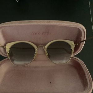 Miu Miu cat eye gradient Pale Gold Frame Sunglasses